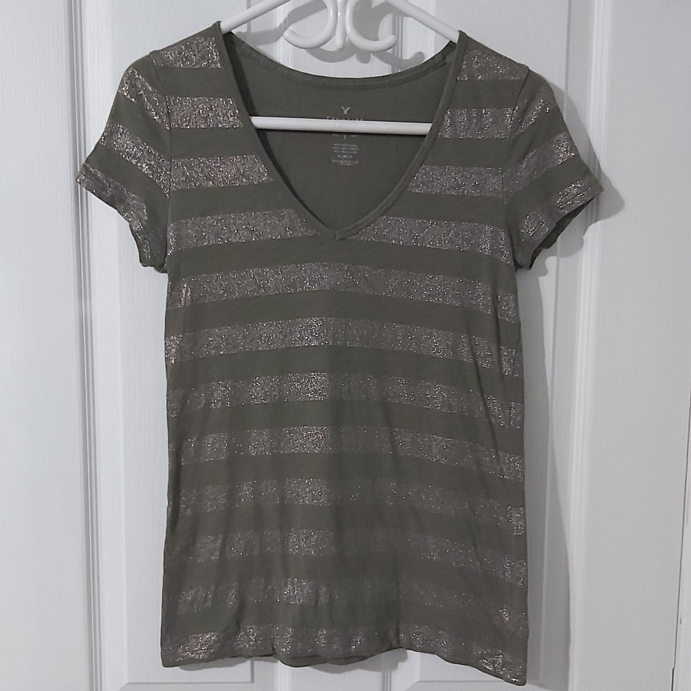 Metallic striped tee